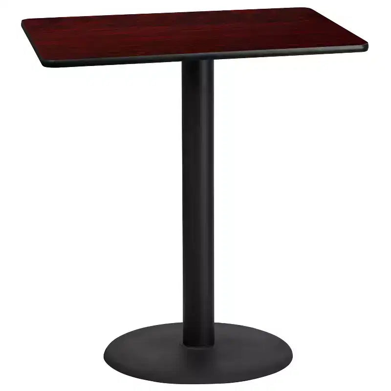 Table de bar rectangulaire en stratifié Emma and Oliver 30x42 avec base ronde 24