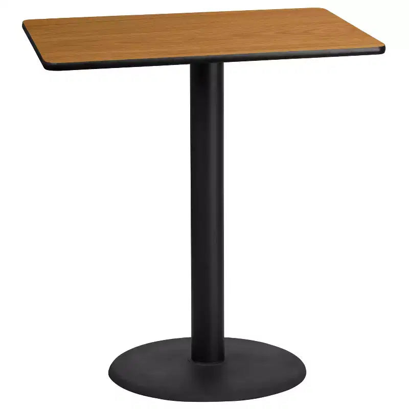 Table de bar rectangulaire en stratifié Emma and Oliver 30x42 avec base ronde 24