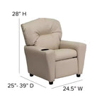 Emma and Oliver Contemporary Kids Recliner with Cup Holder