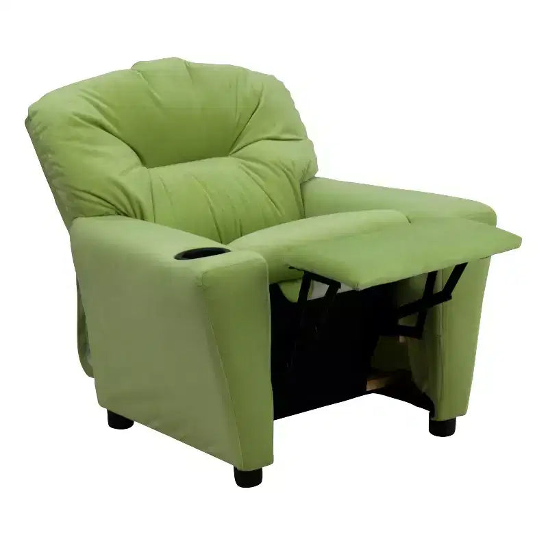 Emma and Oliver Contemporary Kids Recliner with Cup Holder