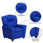 Emma and Oliver Contemporary Kids Recliner with Cup Holder