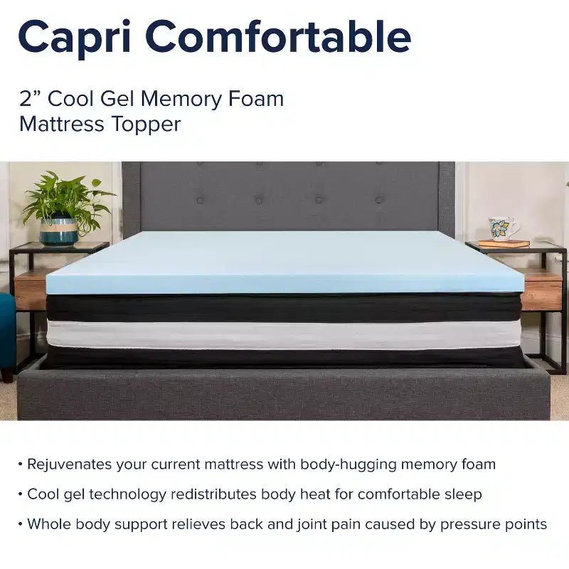 Ensemble Flash Furniture Capri Matelas à ressorts ensachés en mousse certifiée CertiPUR-US de 25 cm et surmatelas en mousse à mémoire de forme gel de 5 cm pour un sommeil confortable