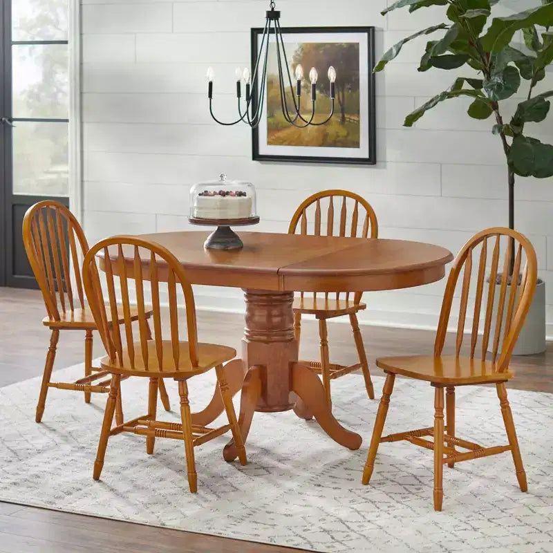 Buylateral Farmhouse Extendable Solid Wood Pedestal Dining Table