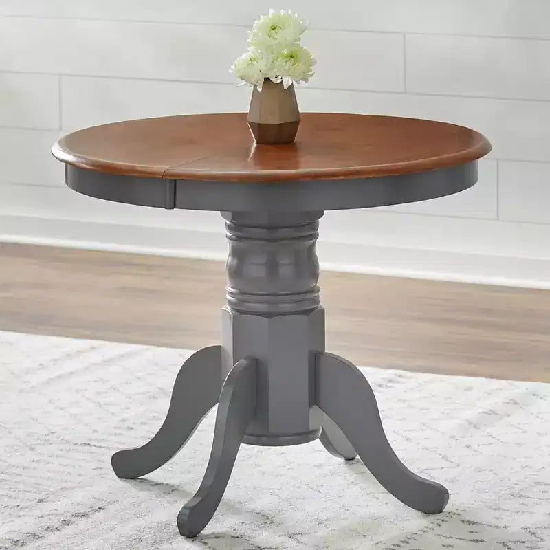 Buylateral Farmhouse Extendable Solid Wood Pedestal Dining Table
