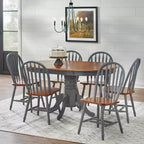 Buylateral Farmhouse Extendable Solid Wood Pedestal Dining Table