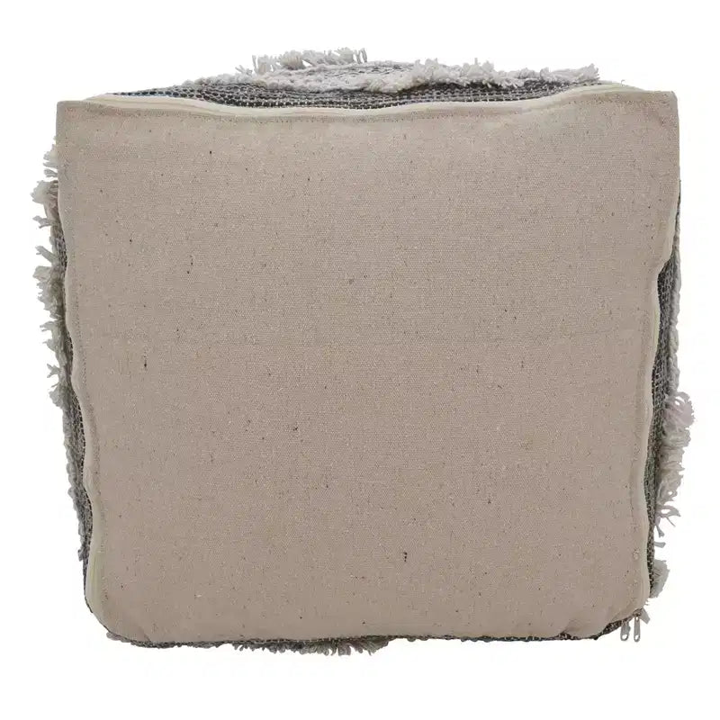 Saro Lifestyle Textured Handwoven Pouf, 20x20x14 Square, Grey