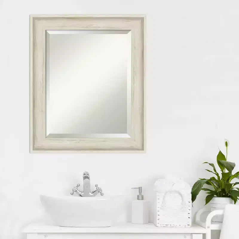 Regal Framed Bathroom Vanity Wall Mirror Birch Cream - Amanti Art
