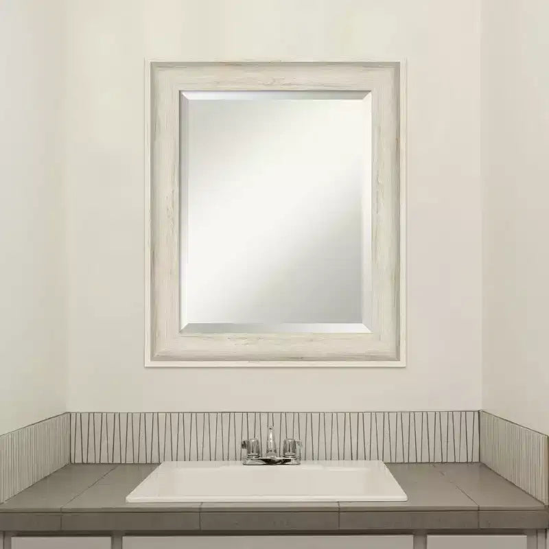 Regal Framed Bathroom Vanity Wall Mirror Birch Cream - Amanti Art