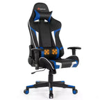 Silla ergonómica reclinable para videojuegos Costway con masaje, giratoria, de oficina, con soporte lumbar, en blanco, azul, gris o rojo