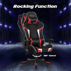 Silla ergonómica reclinable para videojuegos Costway con masaje, giratoria, de oficina, con soporte lumbar, en blanco, azul, gris o rojo