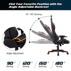 Silla ergonómica reclinable para videojuegos Costway con masaje, giratoria, de oficina, con soporte lumbar, en blanco, azul, gris o rojo