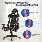 Silla ergonómica reclinable para videojuegos Costway con masaje, giratoria, de oficina, con soporte lumbar, en blanco, azul, gris o rojo