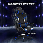 Silla ergonómica reclinable para videojuegos Costway con masaje, giratoria, de oficina, con soporte lumbar, en blanco, azul, gris o rojo