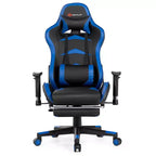 Sillón de oficina de masaje Costway, reclinable, giratorio, estilo racing, con reposapiés
