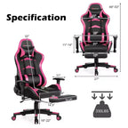 Sillón de oficina de masaje Costway, reclinable, giratorio, estilo racing, con reposapiés