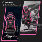 Sillón de oficina de masaje Costway, reclinable, giratorio, estilo racing, con reposapiés