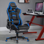 Sillón de oficina de masaje Costway, reclinable, giratorio, estilo racing, con reposapiés