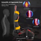 Sillón de oficina de masaje Costway, reclinable, giratorio, estilo racing, con reposapiés