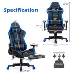 Sillón de oficina de masaje Costway, reclinable, giratorio, estilo racing, con reposapiés