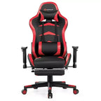 Sillón de oficina de masaje Costway, reclinable, giratorio, estilo racing, con reposapiés