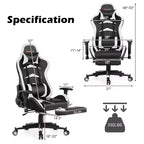Sillón de oficina de masaje Costway, reclinable, giratorio, estilo racing, con reposapiés