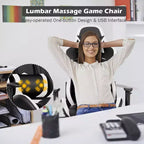 Sillón de oficina de masaje Costway, reclinable, giratorio, estilo racing, con reposapiés
