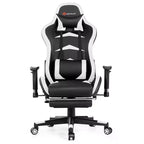Sillón de oficina de masaje Costway, reclinable, giratorio, estilo racing, con reposapiés