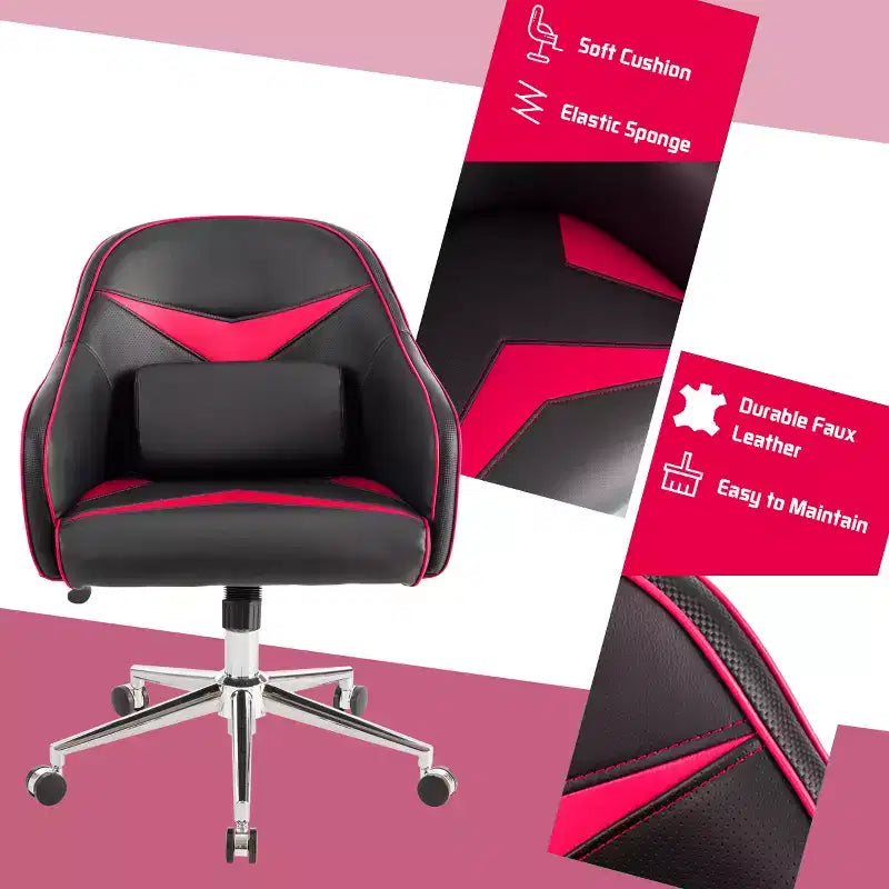 Costway Office Chair Task Desk Swivel Adjustable Height w/ Massage Lumbar Support BlueGreen