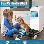 Costway Aire Acondicionado Portátil y Deshumidificador con Función Control Remoto y Kit para Ventana