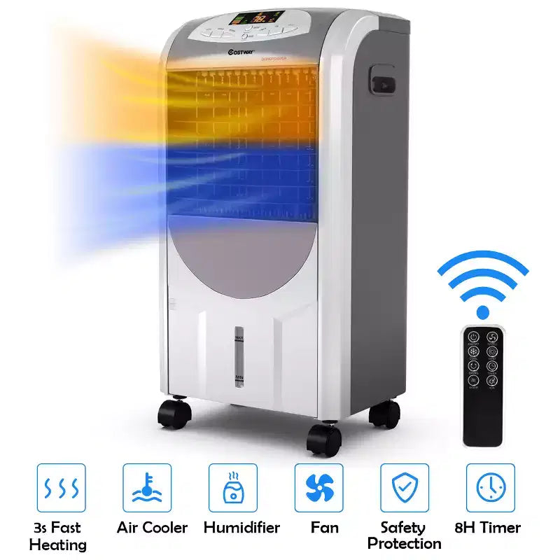 Refroidisseur d'air portable et chauffage-humidificateur Costway avec filtre lavable et télécommande