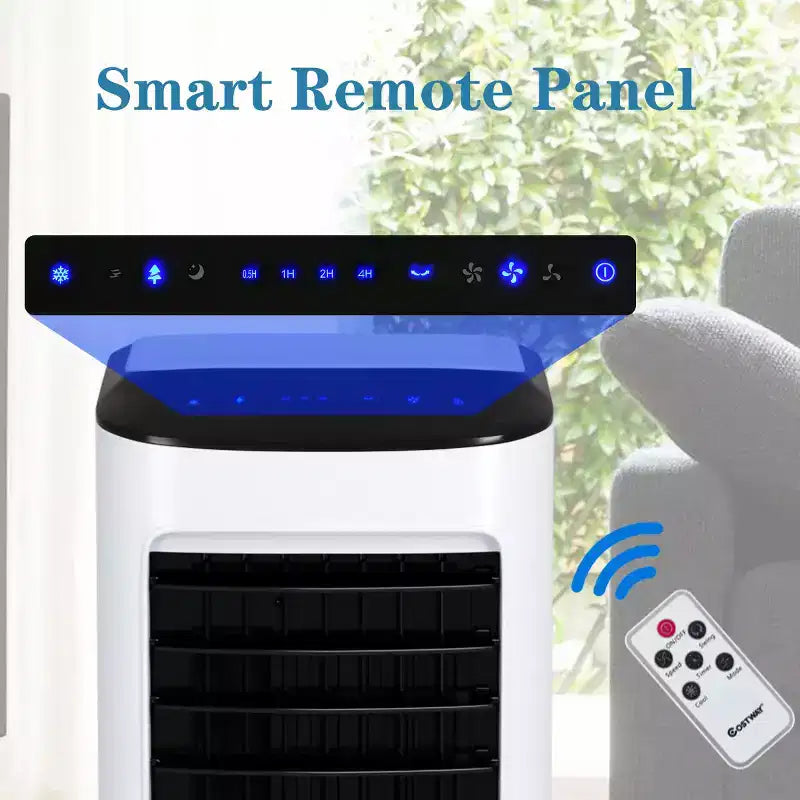 Enfriador de aire portátil por evaporación y humidificador Costway con ventilador, filtro y control remoto