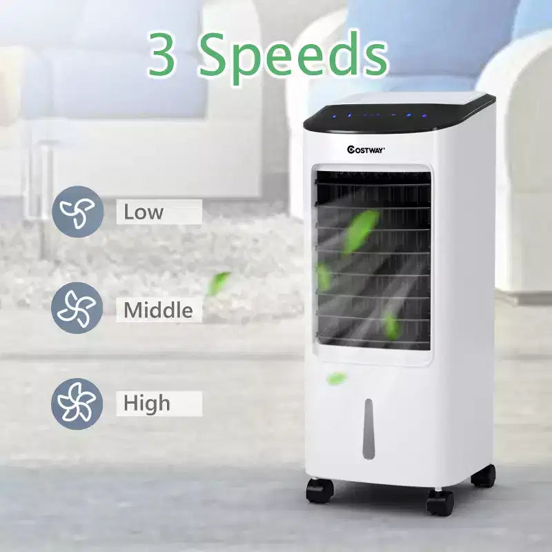 Enfriador de aire portátil por evaporación y humidificador Costway con ventilador, filtro y control remoto