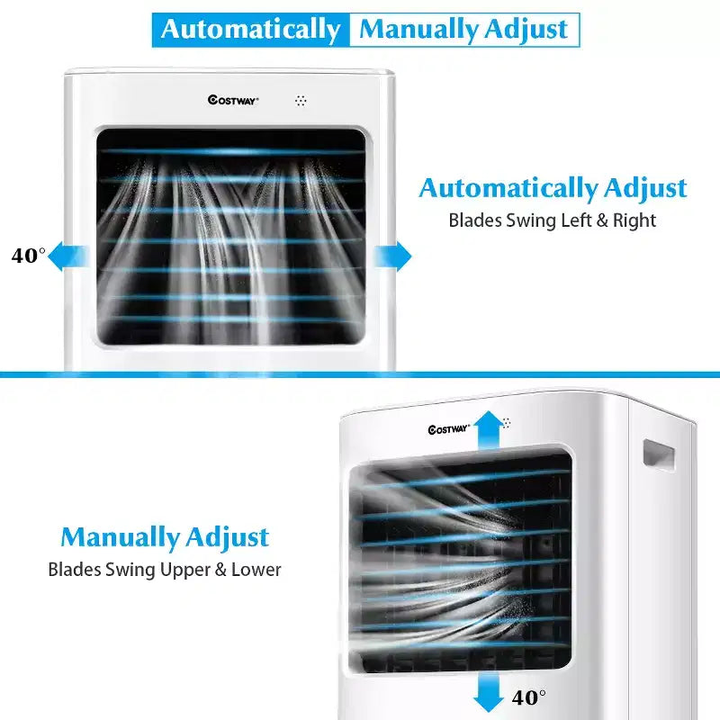 Ventilador enfriador de aire portátil evaporativo y humidificador Costway con control remoto y temporizador de 7.5 horas