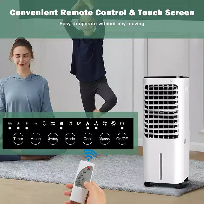 Rafraîchisseur d'air évaporatif portable Costway 4-en-1 avec réservoir d'eau de 12 L et 4 accumulateurs de froid