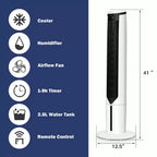 Costway Enfriador de Aire Evaporativo 3-en-1 Ventilador de Torre Portátil de 41'' Humidificador