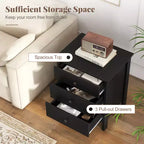 Table de chevet Costway – Table d'appoint avec 3 tiroirs – Noir