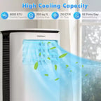 Costway 6500 BTU (9000 BTU ASHRAE) Refroidisseur d'air 3 en 1 Climatiseur Portable avec Ventilateur et Déshumidificateur