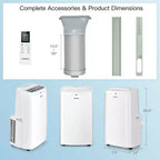 Costway Climatiseur portable 6350 BTU (9000 BTU ASHRAE) 3-en-1 ventilateur rafraîchisseur d'air déshumidificateur avec télécommande