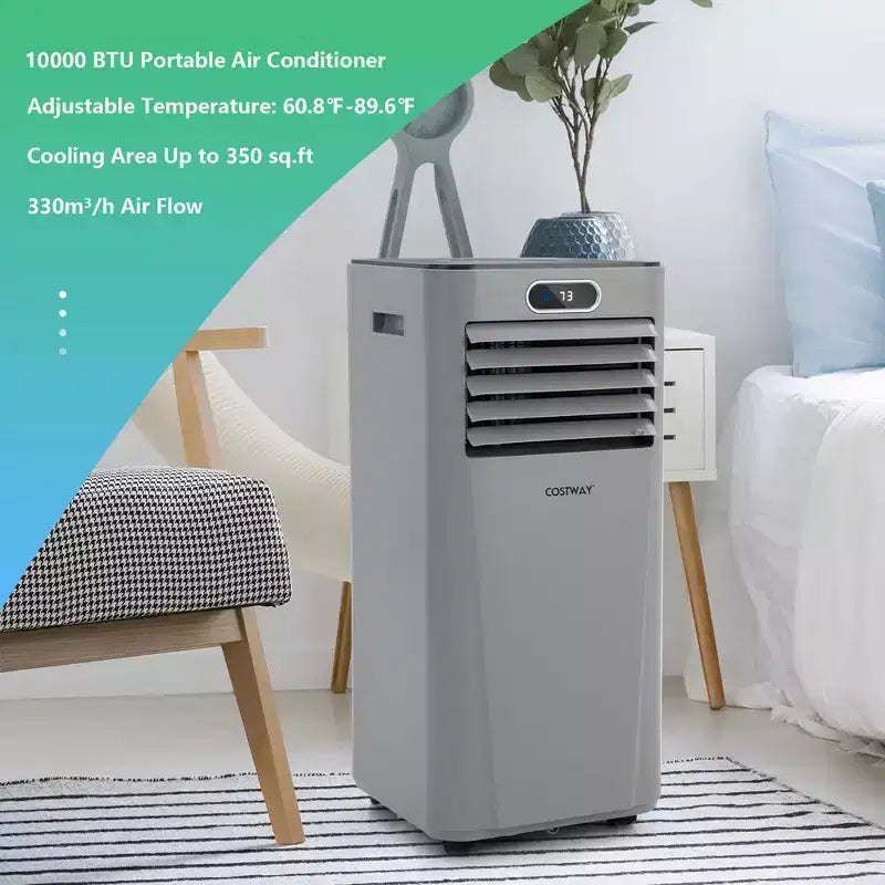 Climatiseur portable Costway 6000 BTU (10000 BTU ASHRAE) avec télécommande, refroidisseur d'air 3-en-1 avec fonction de déshumidification
