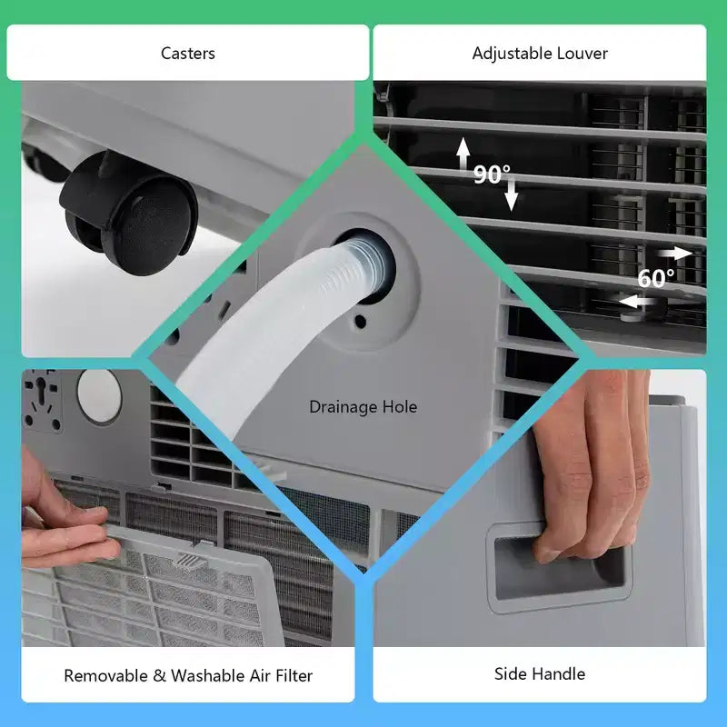 Climatiseur portable Costway 6000 BTU (10000 BTU ASHRAE) avec télécommande, refroidisseur d'air 3-en-1 avec fonction de déshumidification