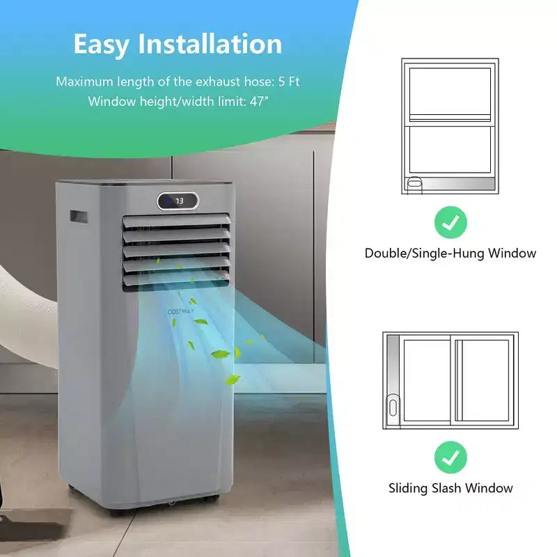 Climatiseur portable Costway 6000 BTU (10000 BTU ASHRAE) avec télécommande, refroidisseur d'air 3-en-1 avec fonction de déshumidification