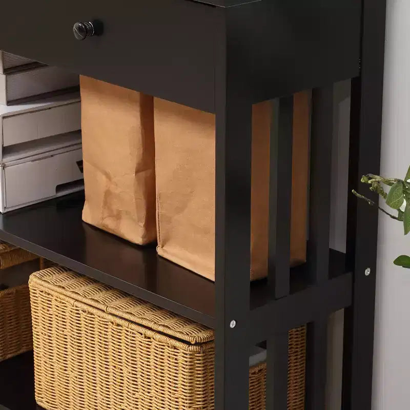 Table console d'entrée HOMCOM avec tiroir coulissant extra large, 2 étagères ouvertes et cadre en bois à lattes