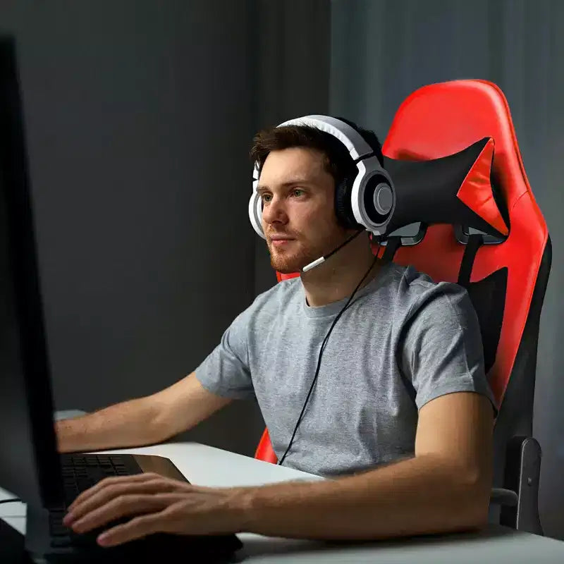 Sillón de masaje Costway, silla reclinable para videojuegos, silla de carreras con soporte lumbar de masaje y reposapiés