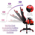 Sillón de masaje Costway, silla reclinable para videojuegos, silla de carreras con soporte lumbar de masaje y reposapiés
