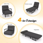 Fauteuil inclinable pliant Costway 6 positions, canapé convertible avec oreiller gris