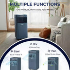 Costway Aire Acondicionado Portátil de 5000 BTU (8000 BTU ASHRAE) con Control Remoto, Enfriador de Aire 3 en 1 con Función de Deshumidificación