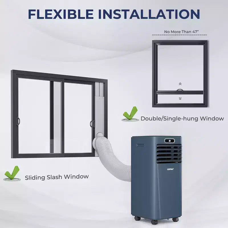 Costway Aire Acondicionado Portátil de 5000 BTU (8000 BTU ASHRAE) con Control Remoto, Enfriador de Aire 3 en 1 con Función de Deshumidificación