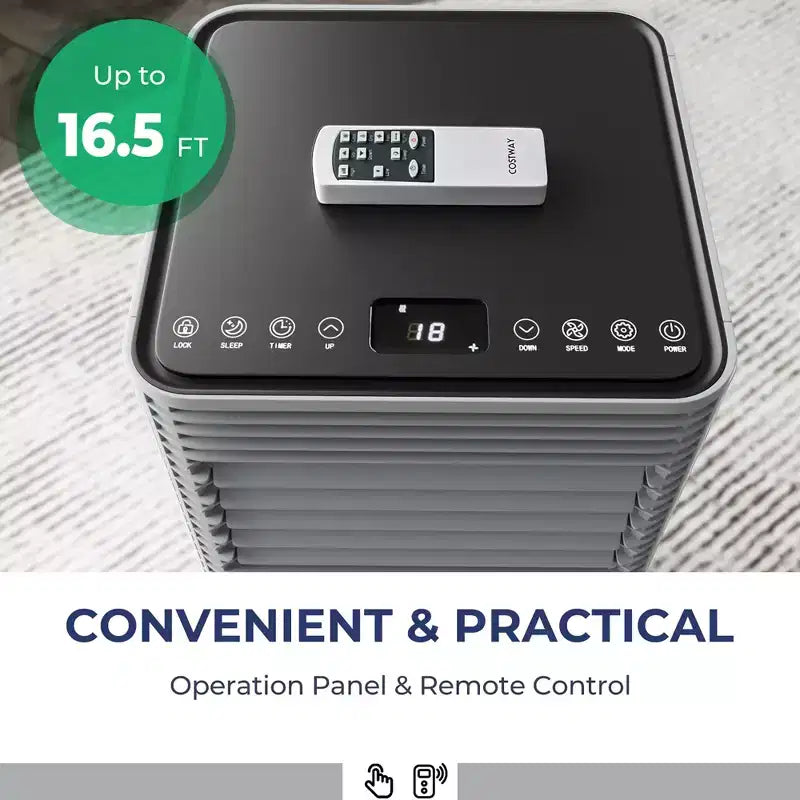 Climatiseur portable Costway 10000 BTU ASHRAE 3-en-1 avec déshumidificateur et mode ventilateur