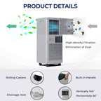 Climatiseur portable Costway 10000 BTU ASHRAE 3-en-1 avec déshumidificateur et mode ventilateur