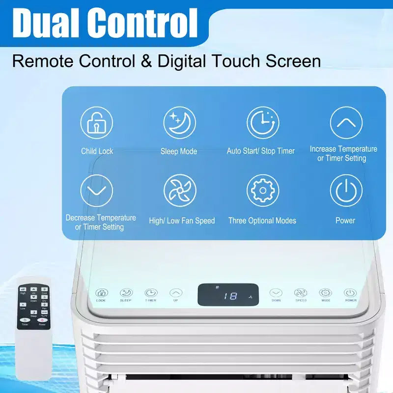 Climatiseur portable Costway 10000 BTU ASHRAE 3-en-1 avec déshumidificateur et mode ventilateur